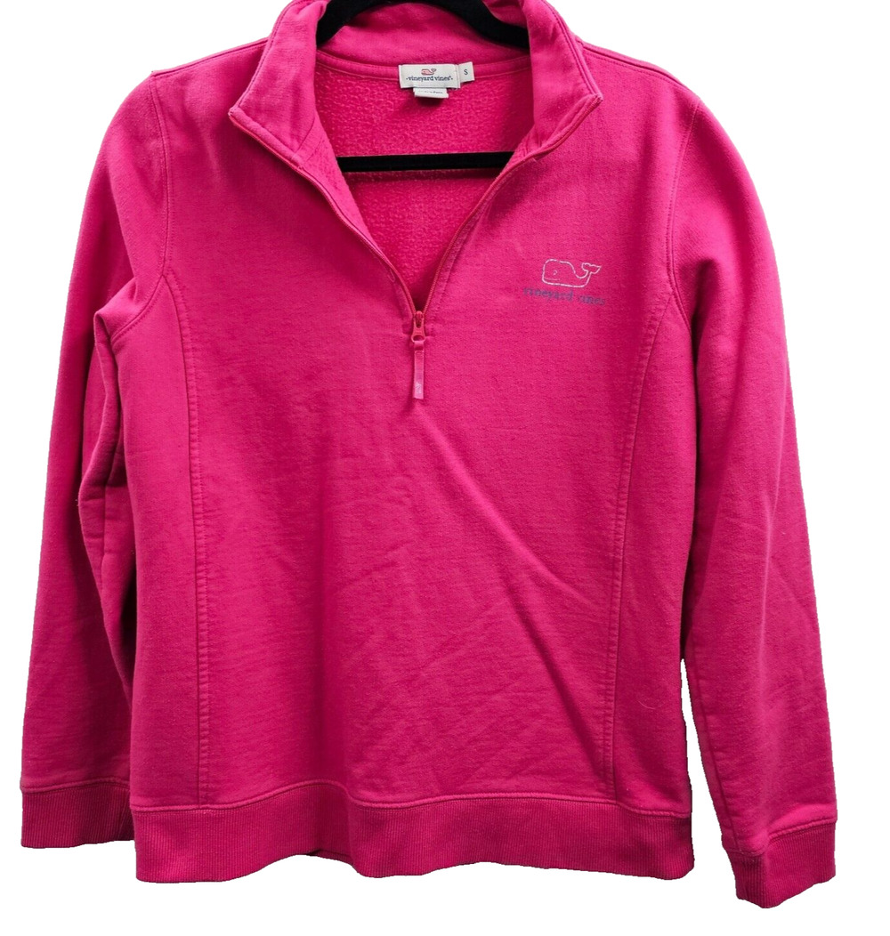 Vineyard Vines Sweatshirt Womens Small Pink Quarter Zip Whale Logo